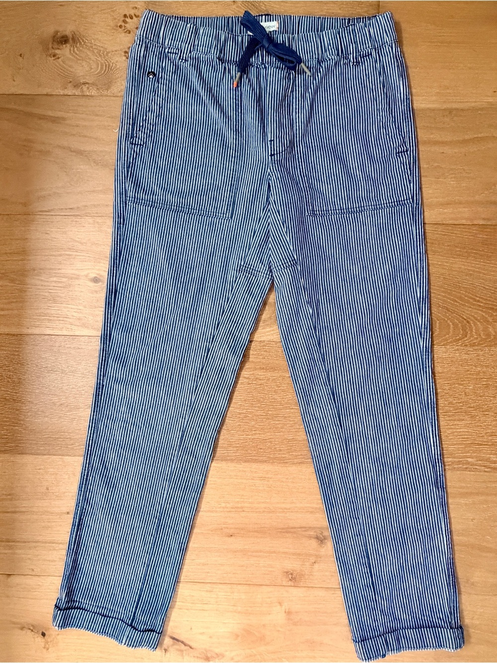 Allview Furlough Hickory Stripe Drawstring Utility Pant Blue White Cuffed Mens S